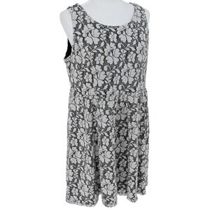 Y2K Vintage Black White Floral Lace Fit & Flare Dress w/ Exposed Zipper Lined